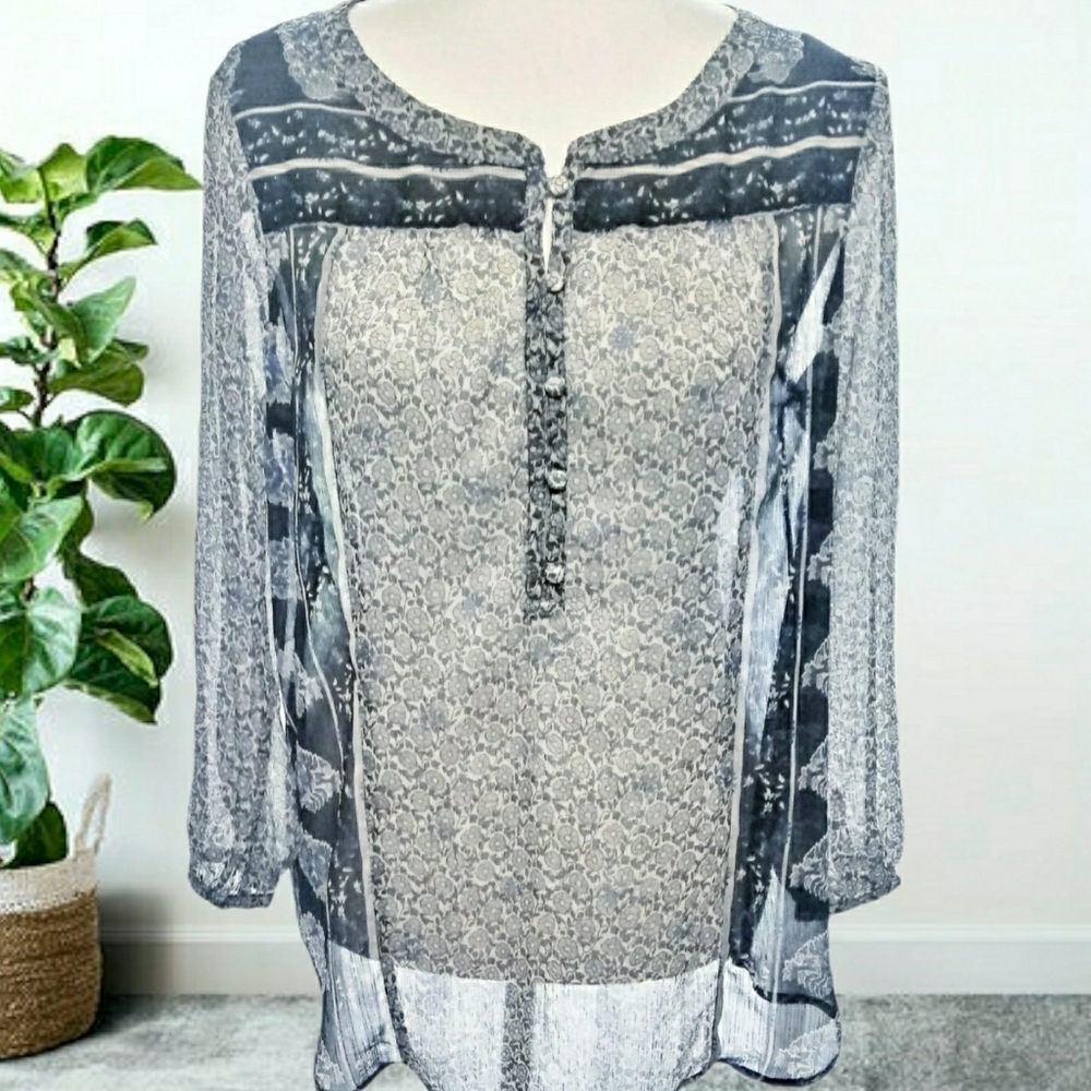 Lucky Brand Floral Peasant Blouse